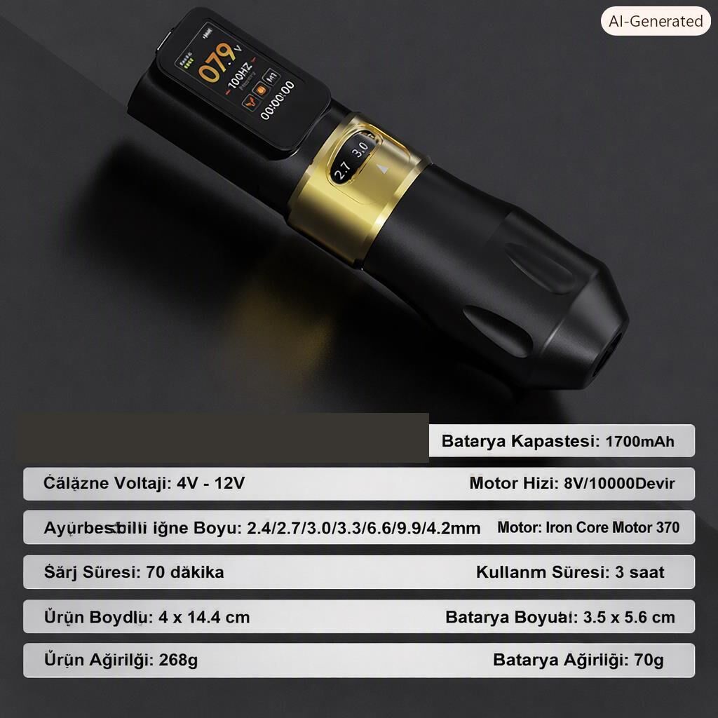 SHOTS-490 WIRELESS KABLOSUZ PEN DÖVME MAKİNESİ (MOR)