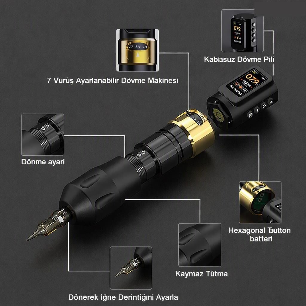 SHOTS-490 WIRELESS KABLOSUZ PEN DÖVME MAKİNESİ (YEŞİL)