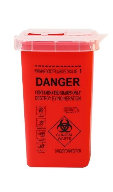 TIBBİ ATIK KOVASI 1LT KIRMIZI