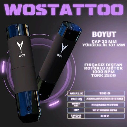 WOS E50 SARJLI ROTARY PEN DÖVME MAKİNESİ-GRİ