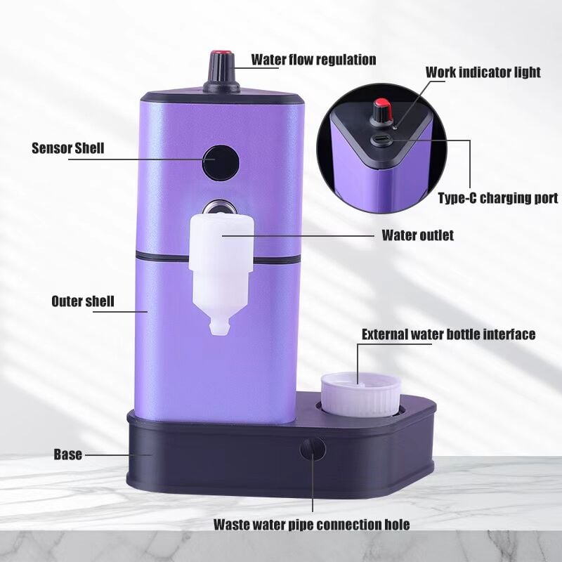 SU TANKLI İĞNE YIKAMA MAKİNESİ SARJLI MOR